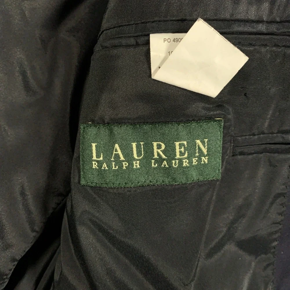 Lauren Ralph Lauren Wool Blazer Mens 40S Navy Blue Gold Crest Button Sport Coat